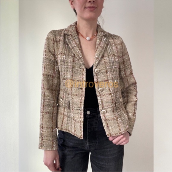 BLOGGERS FAV ZARA Cropped Textured Plaid Blazer size M - Picture 13 of 14